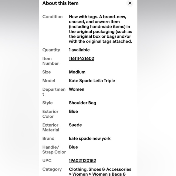 KATE SPADE LEILA PATCHWORK DENIM MEDIUM TRIPLE COMPARTMENT SHOULDER BAG NWOT - Picture 6 of 8